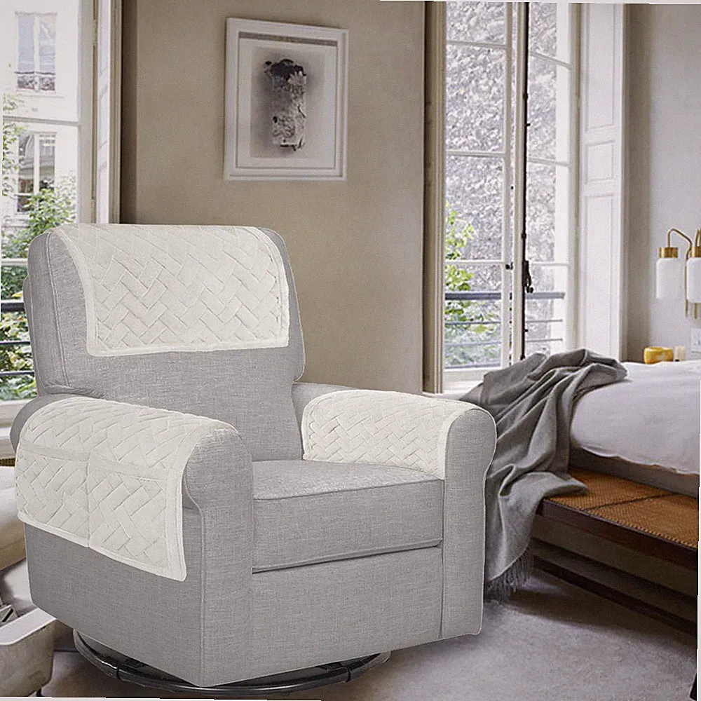 3 COLORS / Thick Quilted Minky Plush Soft Velvet 3-Piece Set Armchair Recliner C