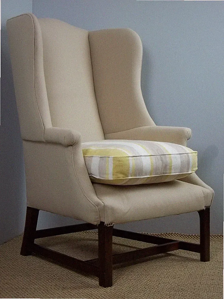 Antique 18th century Georgian wing back arm chair upholstered easy tub library