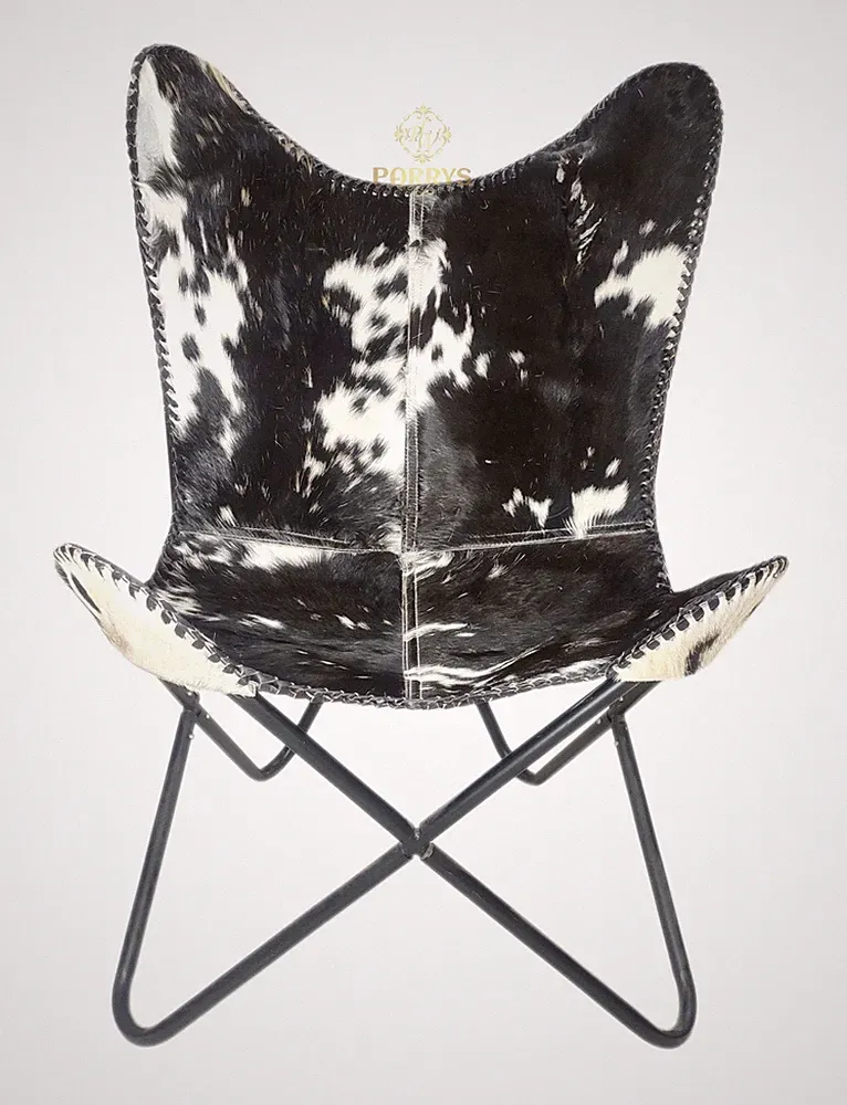 Arm Chair Black & White Leather Recliner with Iron Openable Frame PL2-1.181