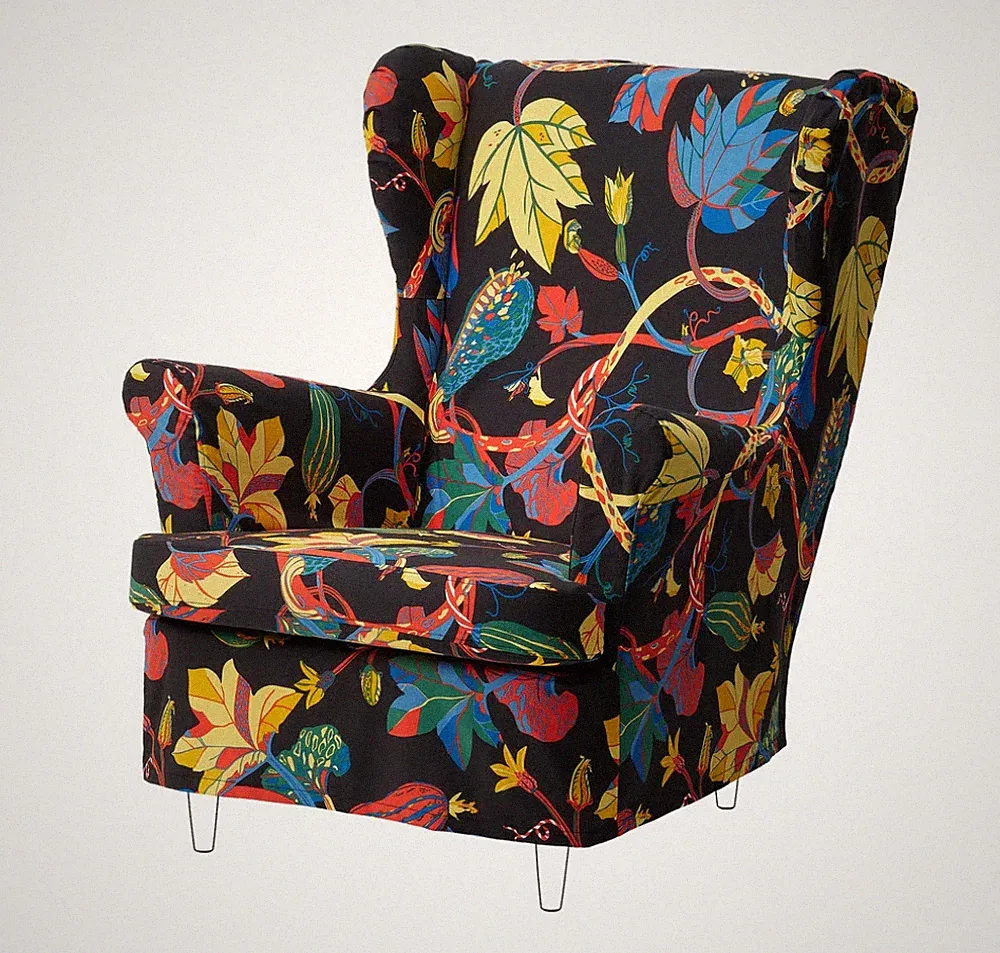 Ikea Strandmon Wing Chair Cover ONLY Stigsbo Multicolour/Black 205.754.93 New