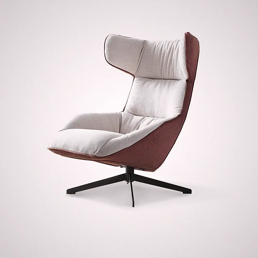 Living Room Wingback Leisure Chair Comfy Scandinavian Style Steel Leg Linen New