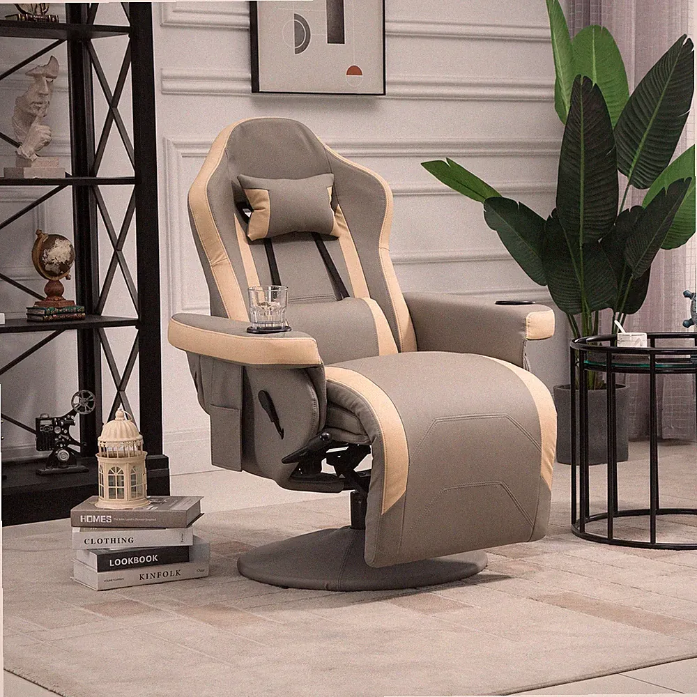 Manual Recliner Armchair PU Lounge Chair w/ Footrest & 135° Reclining