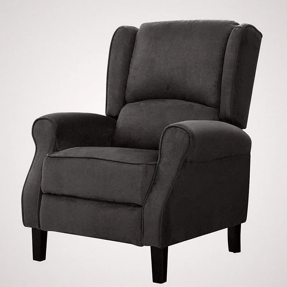 NNEDSZ Recliner Chair Adjustable Sofa Lounge Soft Suede Armchair Couch Charcoal