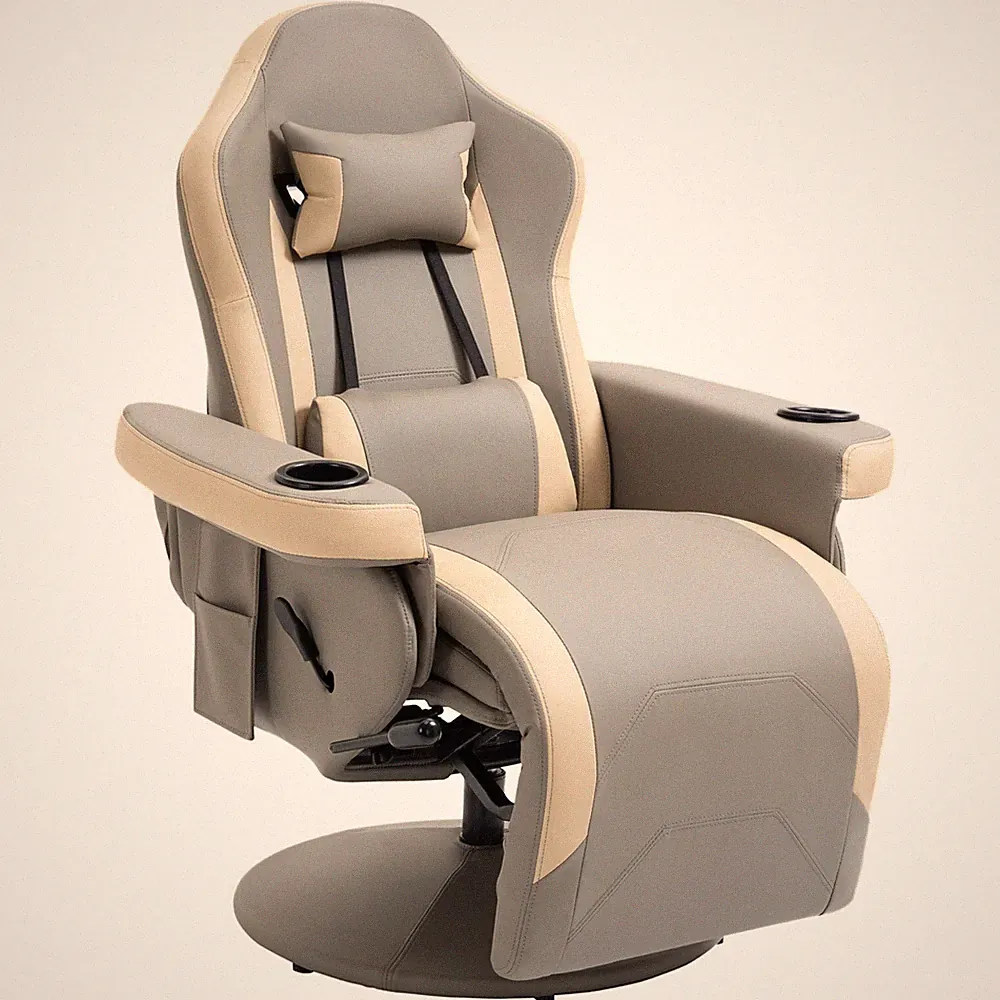 Recliner Armchair PU Sofa Chair Adjustable Leg Rest Cup Holder 135° Reclining