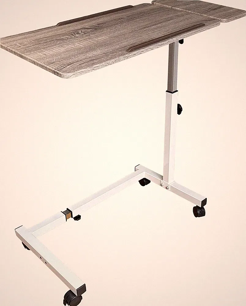 Recliner Table, Over The Bed Table with Wheels, Adjustable Width & Wood