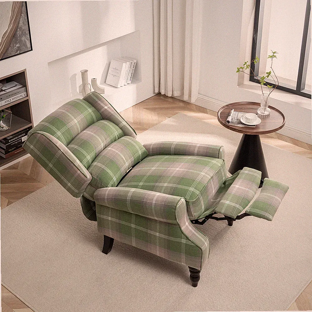 Upholstered Wingback Recliner Chair Plaid Recliner Chair Armchair Reclining Sofa