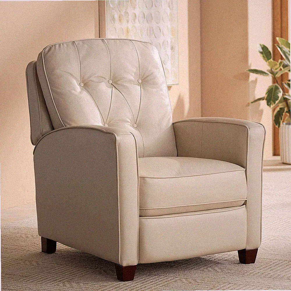 White Leather Recliner Chair Modern Armchair Comfortable Reclining for Bedroom